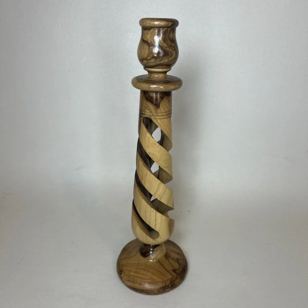 Olive Wood Candle Stick Holder‎